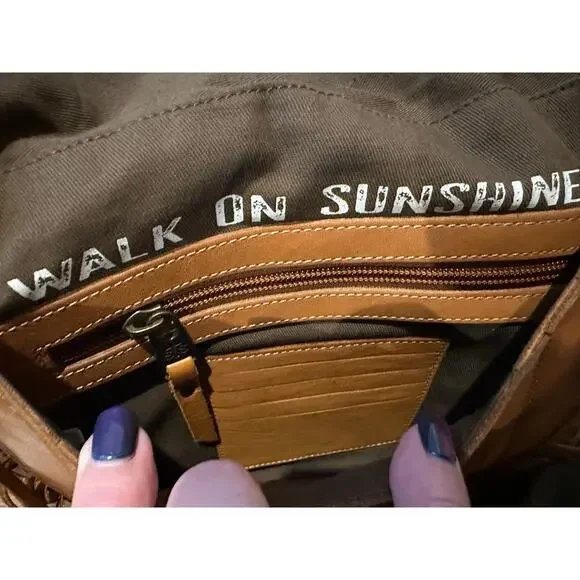 STS Ranchwear Wayfarer Selah Leather Fringe Crossbody Bag Whiskey Western Boho - Picture 11 of 16